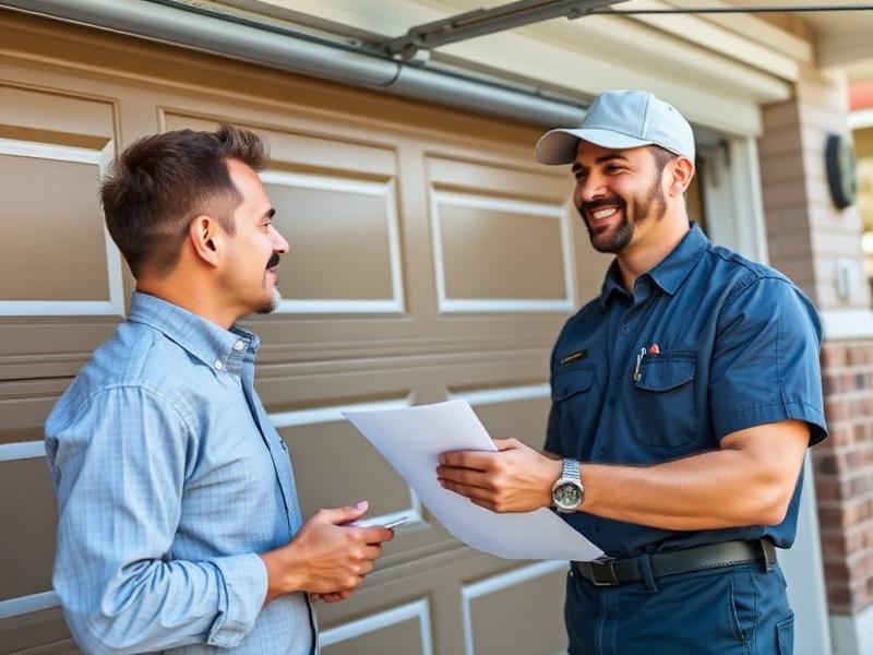 Garage Door West Palm Beach technician explaining service options to homeowner